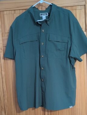 Duluth Trading Co Olive Green Short-Sleeve Button-Down Shirt